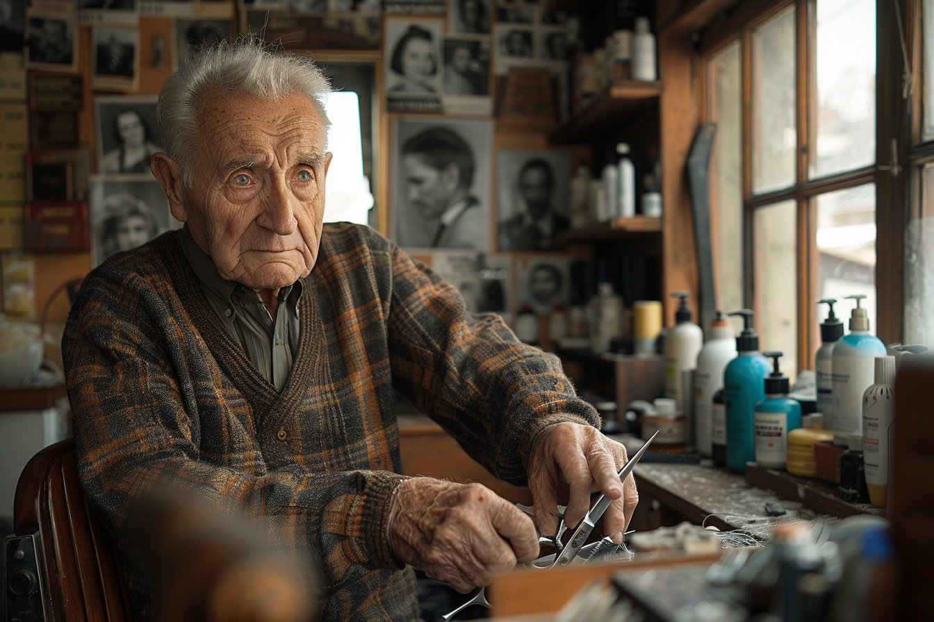 Henri David, 86 ans et toujours aussi passionné par son métier de coiffeur à Mongauzy