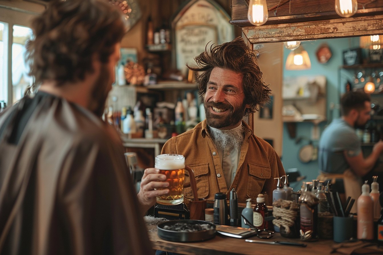 Un coiffeur en Bretagne propose ses services avec une touche de convivialité : boire une bière pendant la coupe